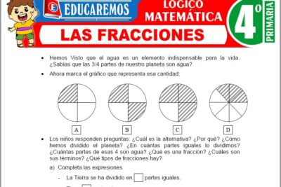 Ejercicios de Las Fracciones para Cuarto Grado de Primaria