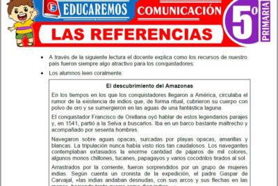 Ejercicios de Las Referencias para Quinto Grado de Primaria