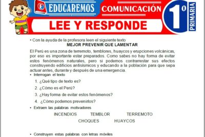 Ejercicios de Lee y Responde para Primer Grado de Primaria