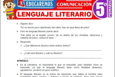 Ejercicios de Lenguaje Literario para Quinto Grado de Primaria