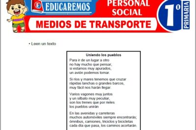 Ejercicios de Medios de Transporte para Primer Grado de Primaria