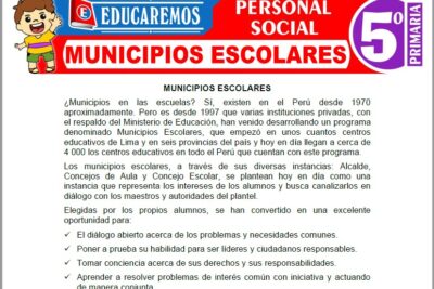 Ejercicios de Municipios Escolares para Quinto Grado de Primaria