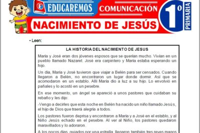 Ejercicios de Nacimiento de Jesús para Primer Grado de Primaria