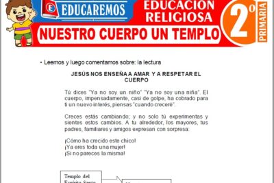 Ejercicios de Nuestro Cuerpo un Templo para Segundo Grado de Primaria