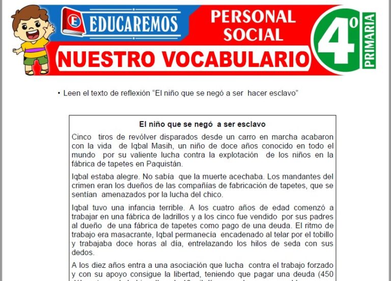 Nuestro Vocabulario para Cuarto de Primaria » (Fichas GRATIS) 📚