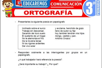 Ejercicios de Ortografía para Tercer Grado de Primaria