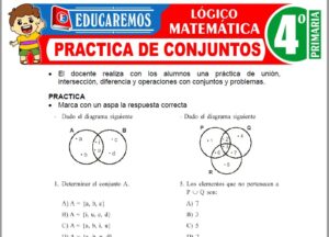 Practica de Conjuntos para Cuarto de Primaria » (Fichas GRATIS) 📚