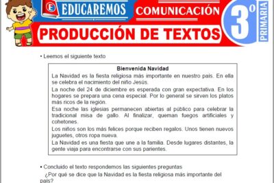 Ejercicios de Producción de Textos para Tercer Grado de Primaria