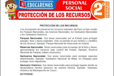 Ejercicios de Protección de los Recursos para Segundo Grado de Primaria