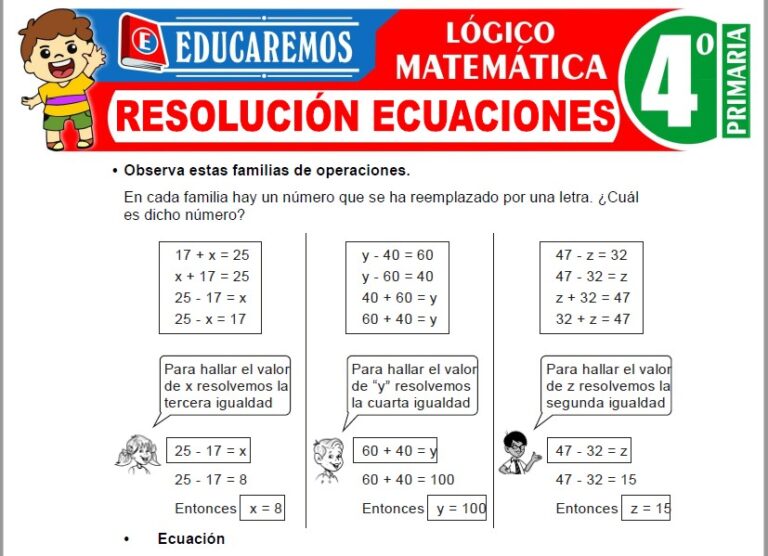 Lógico Matemática para Cuarto de Primaria » (Fichas GRATIS) 📚