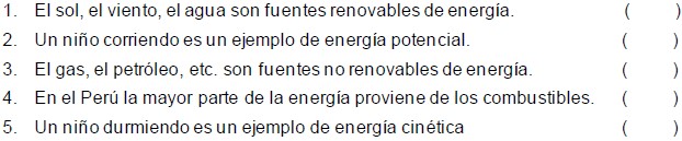 Ejercicios de La Energía para Sexto Grado de Primaria