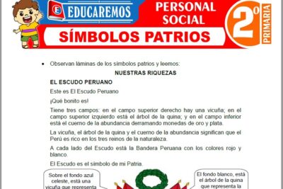 Ejercicios de Símbolos Patrios para Segundo Grado de Primaria