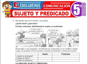 Sujeto y Predicado para Quinto de Primaria » (Fichas GRATIS) 📚