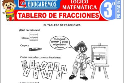Ejercicios de Tablero de Fracciones para Tercer Grado de Primaria