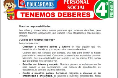 Ejercicios de Tenemos Deberes para Cuarto Grado de Primaria