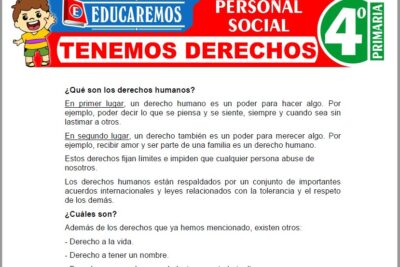Ejercicios de Tenemos Derechos para Cuarto Grado de Primaria