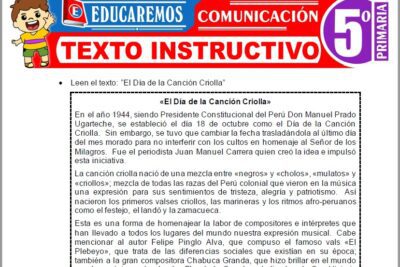 Ejercicios de Texto Instructivo para Quinto Grado de Primaria