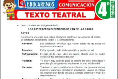Ejercicios de Texto Teatral para Cuarto Grado de Primaria