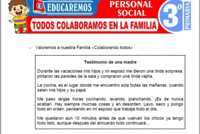Ejercicios de Todos Colaboramos en la Familia para Tercer Grado de Primaria