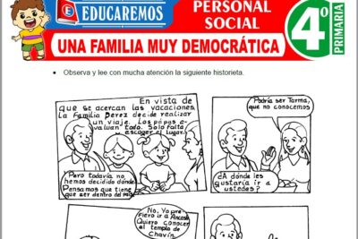 Ejercicios de Una Familia muy Democrática para Cuarto Grado de Primaria