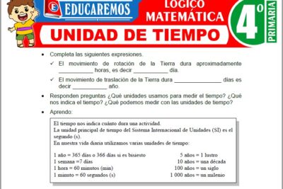 Ejercicios de Unidad de Tiempo para Cuarto Grado de Primaria