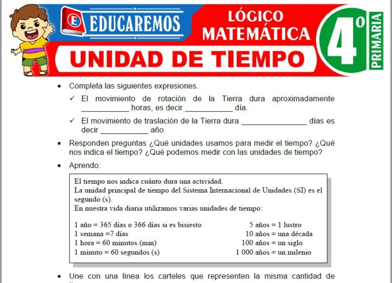 Lógico Matemática para Cuarto de Primaria » (Fichas GRATIS) 📚
