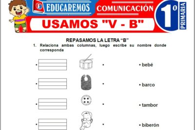 Ejercicios de Usamos V - B para Primer Grado de Primaria