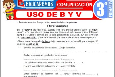 Ejercicios de Uso de B y V para Tercer Grado de Primaria