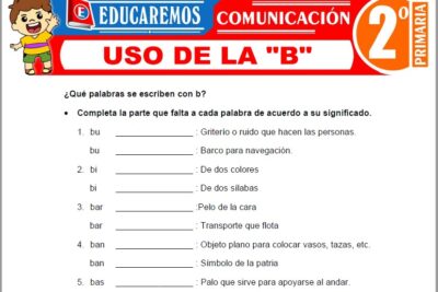 Ejercicios de Uso de la B para Segundo Grado de Primaria