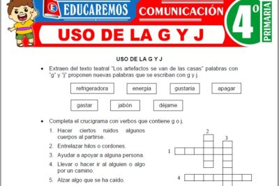 Ejercicios de Uso de la G y J para Cuarto Grado de Primaria