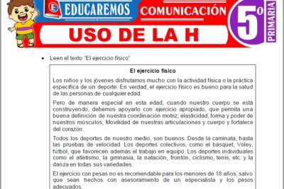 Ejercicios de Uso de la H para Quinto Grado de Primaria