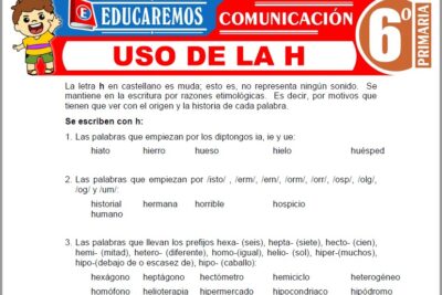 Ejercicios de Uso de la H para Sexto Grado de Primaria