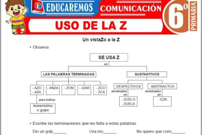 Ejercicios de Uso de la Z para Sexto Grado de Primaria